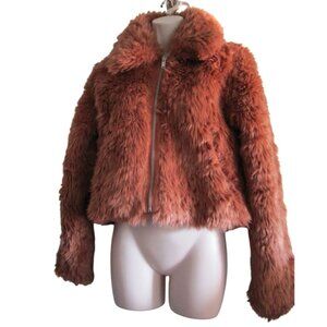 Abercrombie and Fitch XS Faux Fur Jacket In Rust Brown GUC